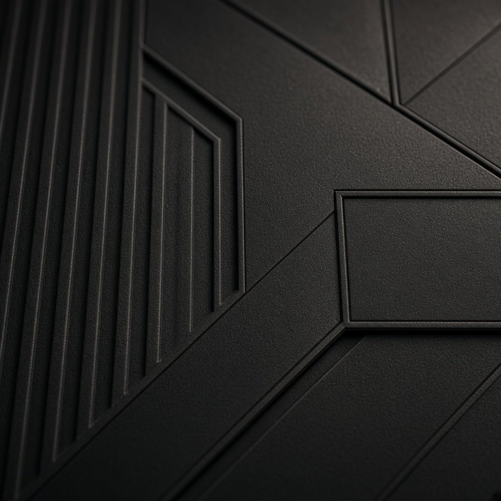 Milled carbon board with shallow geometric ridges.