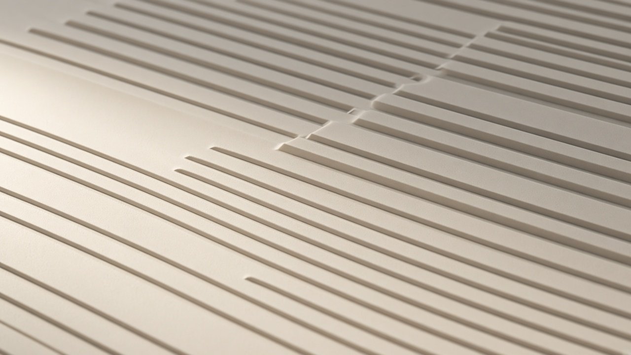 Precision grooves cut into a matte architectural sheet.